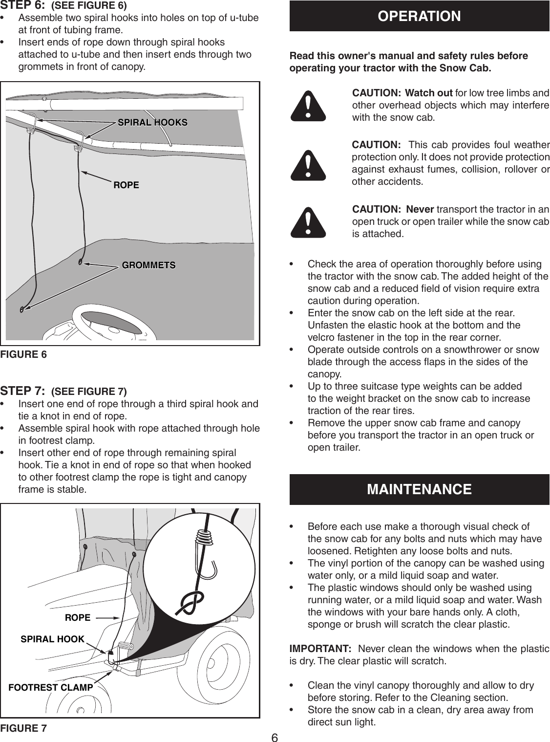 Page 6 of 8 - Craftsman Craftsman-Snow-Cab-For-Tractors-Source-247-Owners-Manual-  Craftsman-snow-cab-for-tractors-source-247-owners-manual