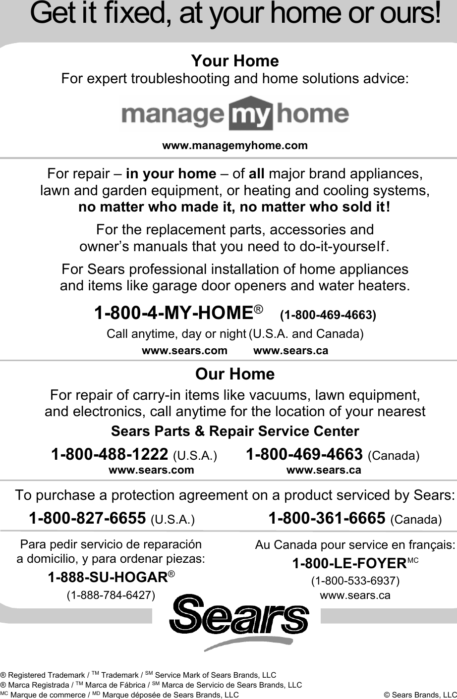 Page 8 of 8 - Craftsman Craftsman-Snow-Cab-For-Tractors-Source-247-Owners-Manual-  Craftsman-snow-cab-for-tractors-source-247-owners-manual