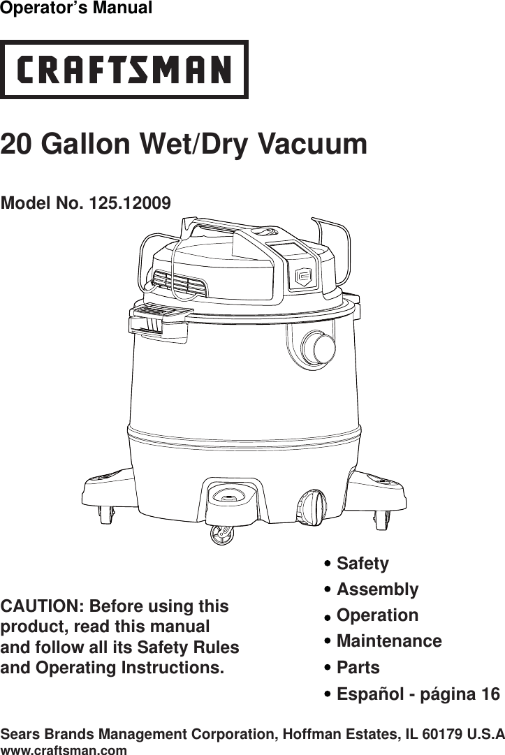 craftsman 4 gallon 5 hp shop vac manual