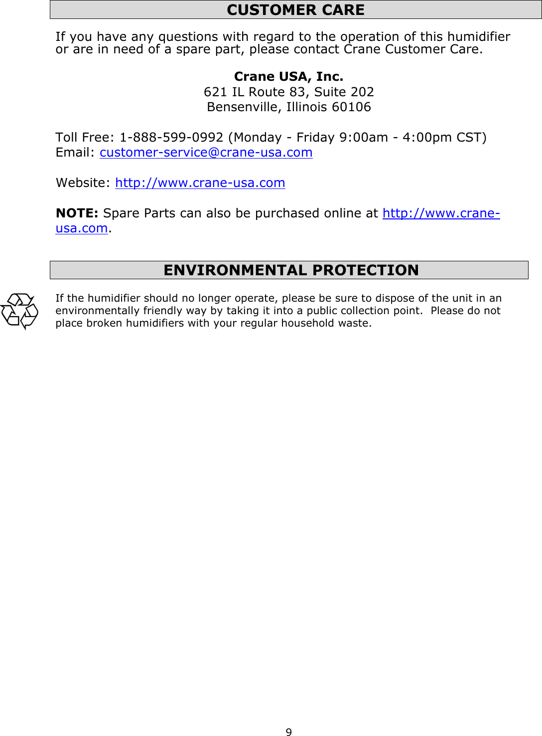 Page 10 of 11 - Crane EE-4109 - Hello Kitty Humidifier 2012 User Manual  To The Afecf9fe-10a1-45fc-bb26-ec1f3f14fc6f