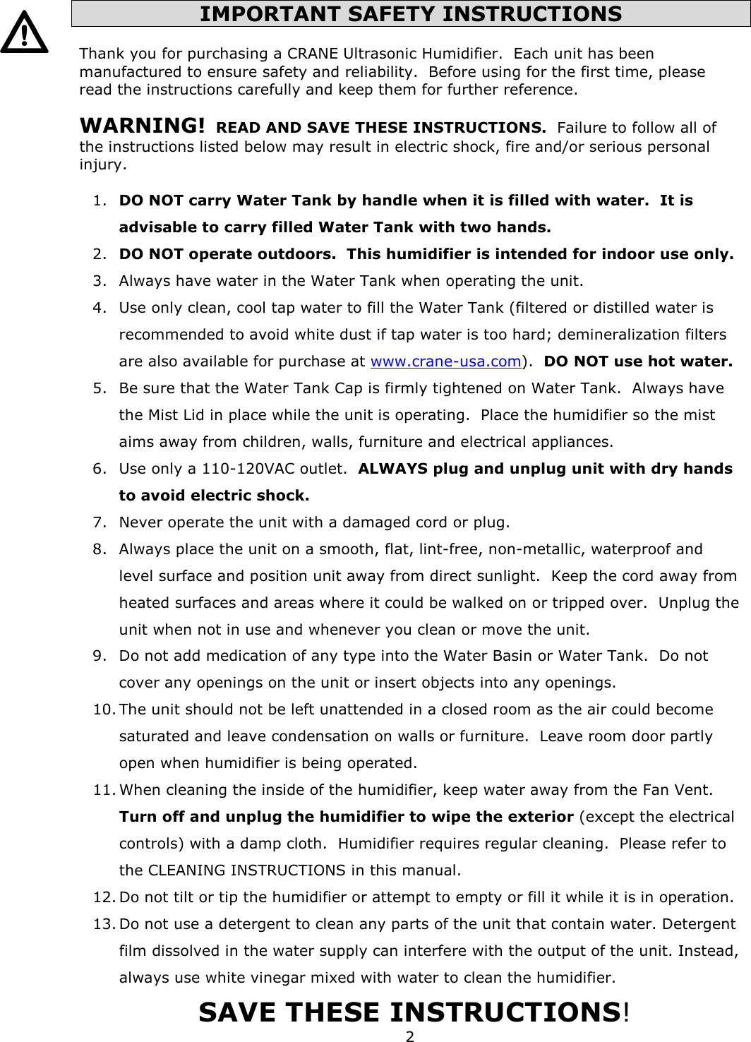 Page 3 of 11 - Crane EE-4109 - Hello Kitty Humidifier 2012 User Manual  To The Afecf9fe-10a1-45fc-bb26-ec1f3f14fc6f