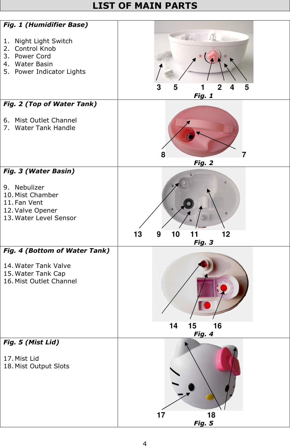 Page 5 of 11 - Crane EE-4109 - Hello Kitty Humidifier 2012 User Manual  To The Afecf9fe-10a1-45fc-bb26-ec1f3f14fc6f