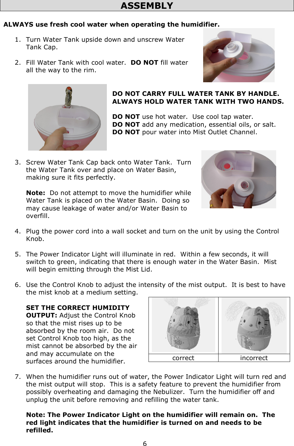 Page 7 of 11 - Crane EE-4109 - Hello Kitty Humidifier 2012 User Manual  To The Afecf9fe-10a1-45fc-bb26-ec1f3f14fc6f