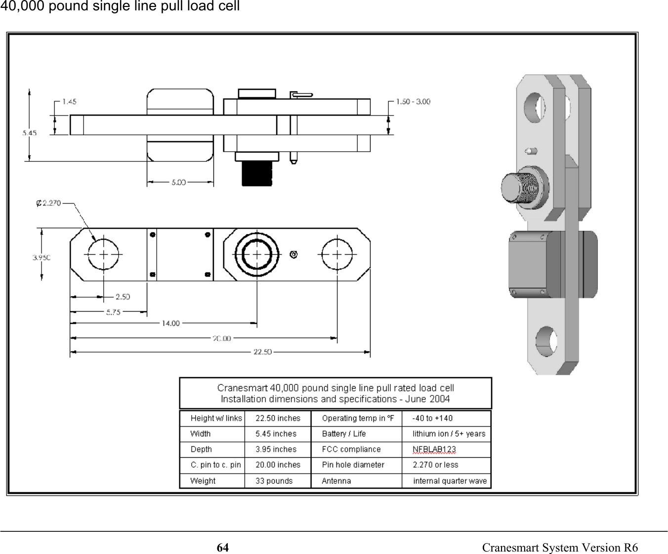 64  Cranesmart System Version R640,000 pound single line pull load cell