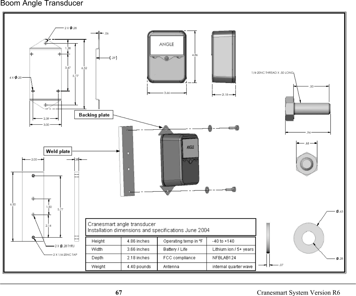 67  Cranesmart System Version R6Boom Angle Transducer