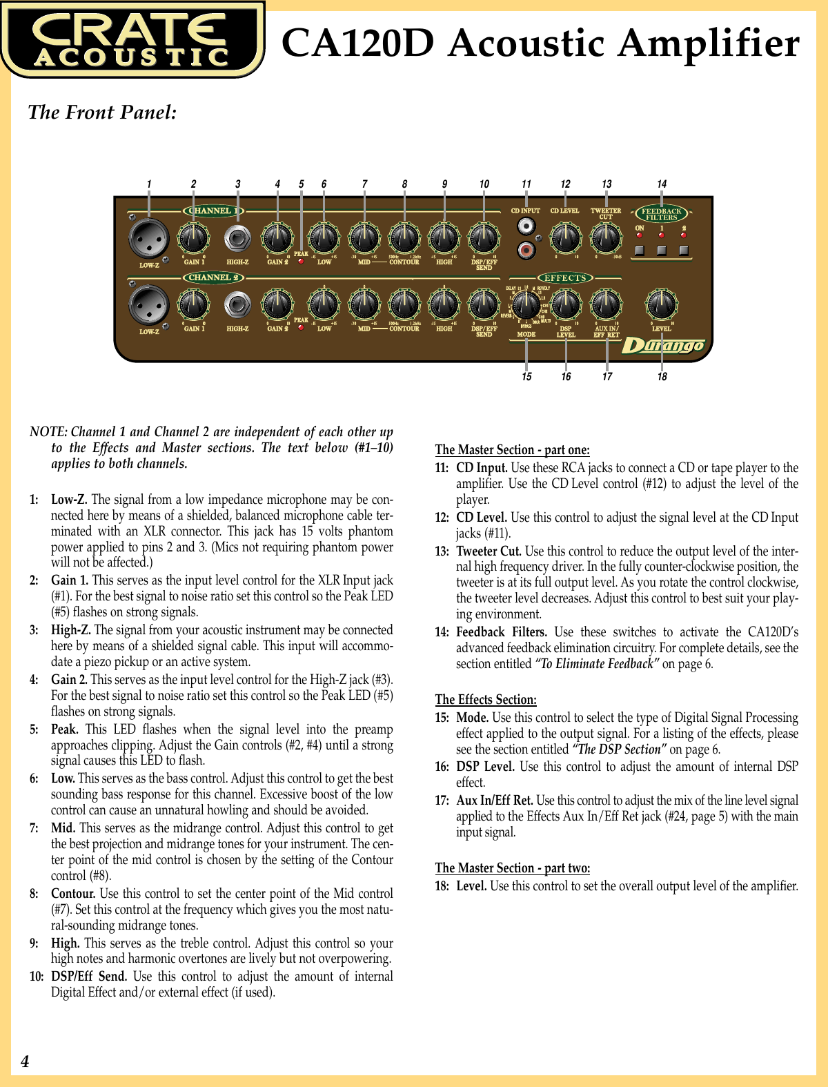 Page 4 of 8 - Crate-Amplifiers Crate-Amplifiers-Acoustic-Ca120D-Users-Manual-  Crate-amplifiers-acoustic-ca120d-users-manual