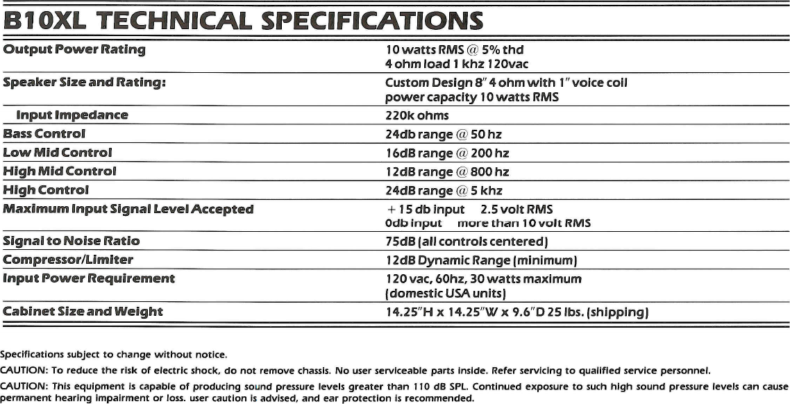 Page 5 of 5 - Crate-Amplifiers Crate-Amplifiers-B10-Xl-Users-Manual-  Crate-amplifiers-b10-xl-users-manual
