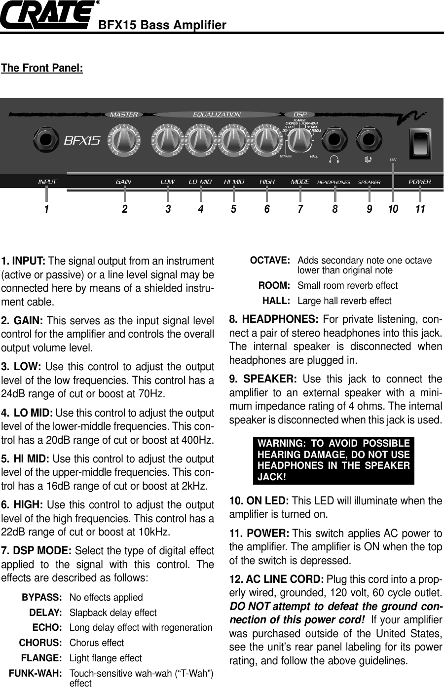 Page 2 of 4 - Crate-Amplifiers Crate-Amplifiers-Bfx15-Users-Manual-  Crate-amplifiers-bfx15-users-manual