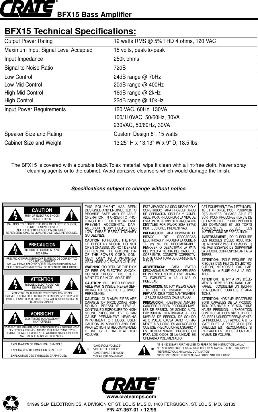 Page 4 of 4 - Crate-Amplifiers Crate-Amplifiers-Bfx15-Users-Manual-  Crate-amplifiers-bfx15-users-manual