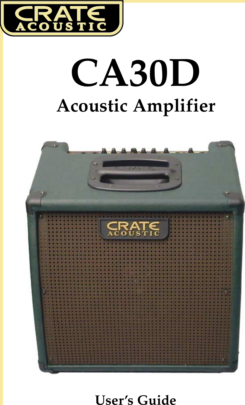 Page 1 of 8 - Crate-Amplifiers Crate-Amplifiers-Ca30-Dg-Users-Manual-  Crate-amplifiers-ca30-dg-users-manual