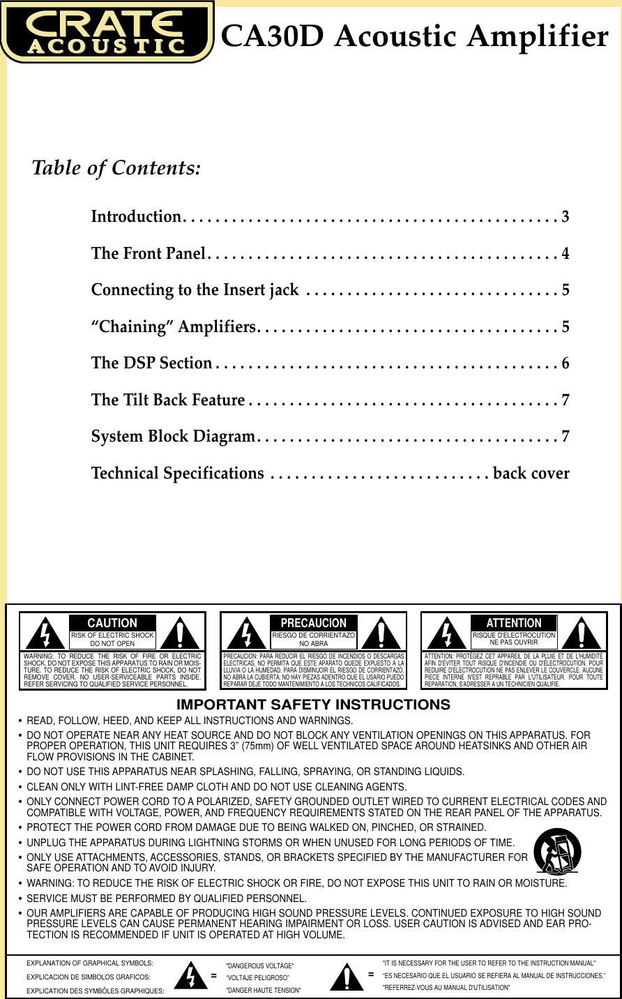 Page 2 of 8 - Crate-Amplifiers Crate-Amplifiers-Ca30-Dg-Users-Manual-  Crate-amplifiers-ca30-dg-users-manual