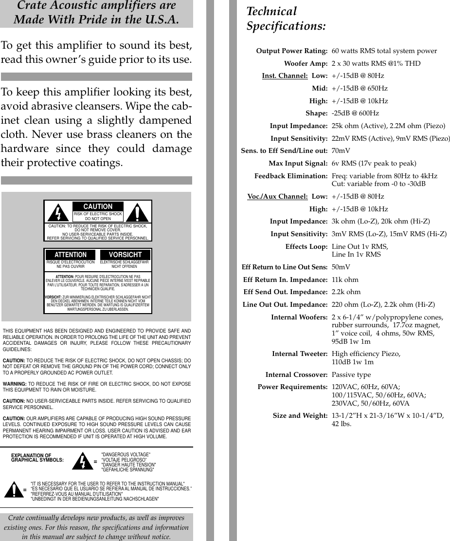 Page 3 of 6 - Crate-Amplifiers Crate-Amplifiers-Ca-60D-Users-Manual-  Crate-amplifiers-ca-60d-users-manual