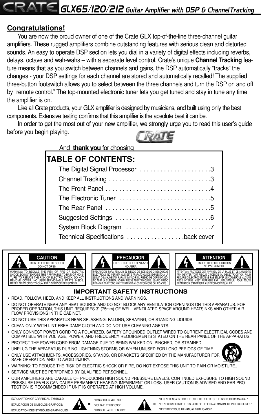Page 2 of 8 - Crate-Amplifiers Crate-Amplifiers-Crate-Glx212-Users-Manual-  Crate-amplifiers-crate-glx212-users-manual