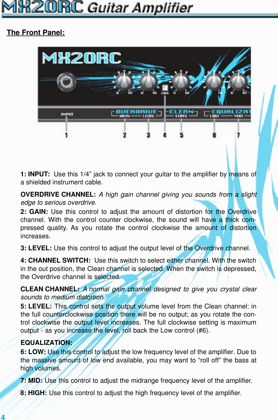 Page 4 of 8 - Crate-Amplifiers Crate-Amplifiers-Crate-Mx20Rc-Users-Manual-  Crate-amplifiers-crate-mx20rc-users-manual