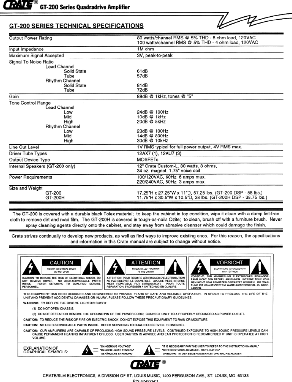 Page 8 of 8 - Crate-Amplifiers Crate-Amplifiers-Crate-With-Dsp-Gt-200-Users-Manual-  Crate-amplifiers-crate-with-dsp-gt-200-users-manual