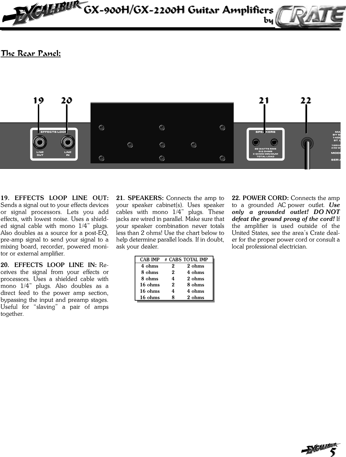 Page 5 of 8 - Crate-Amplifiers Crate-Amplifiers-Excalibur-Gx-2200H-Users-Manual-  Crate-amplifiers-excalibur-gx-2200h-users-manual