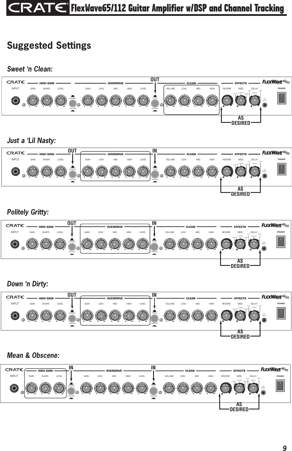 Page 9 of 12 - Crate-Amplifiers Crate-Amplifiers-Flexwave-65-112-Users-Manual- FlexWave 65/112 Three-Channel Guitar Amplifier Owner's Manual  Crate-amplifiers-flexwave-65-112-users-manual