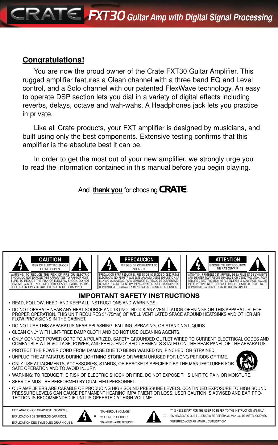 Page 2 of 4 - Crate-Amplifiers Crate-Amplifiers-Fxt30-Users-Manual-  Crate-amplifiers-fxt30-users-manual