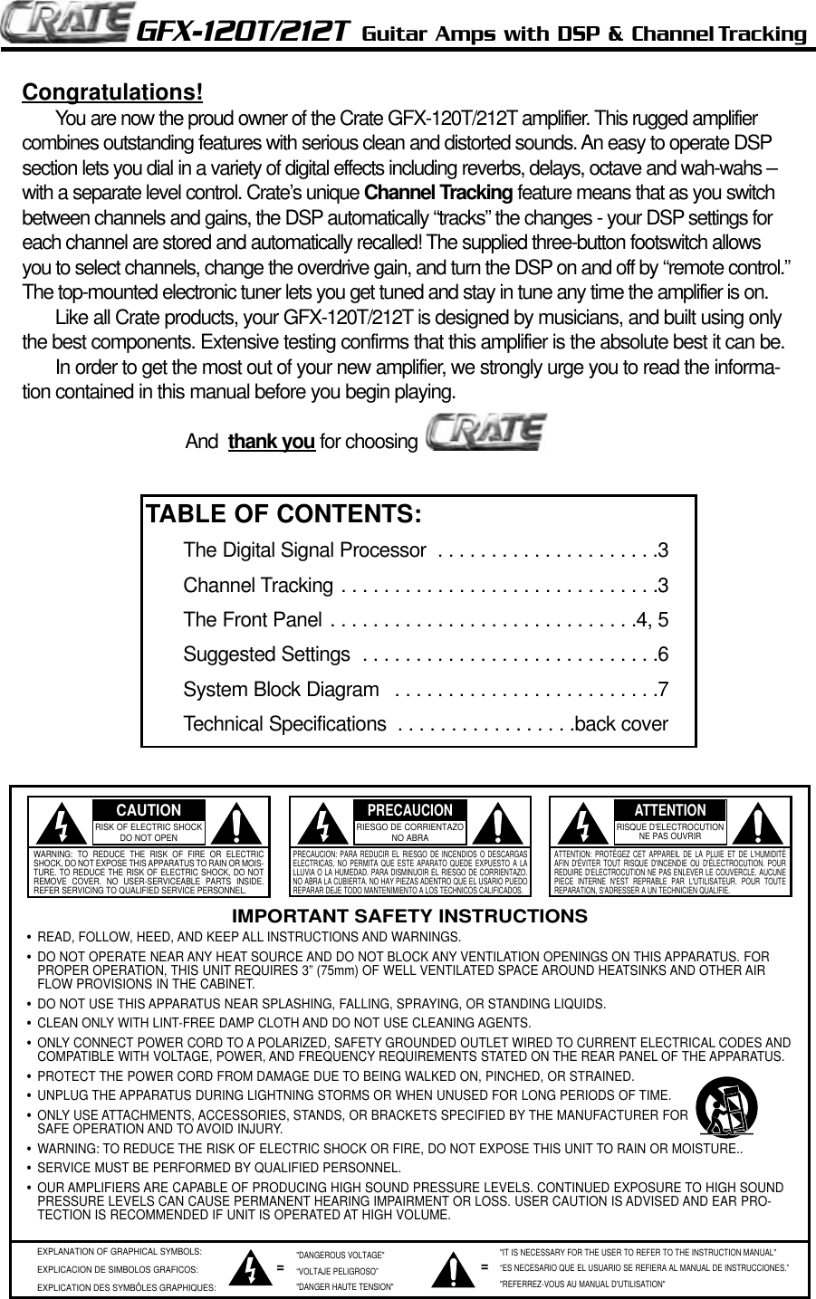 Page 2 of 8 - Crate-Amplifiers Crate-Amplifiers-Gfx-120T-Users-Manual-  Crate-amplifiers-gfx-120t-users-manual