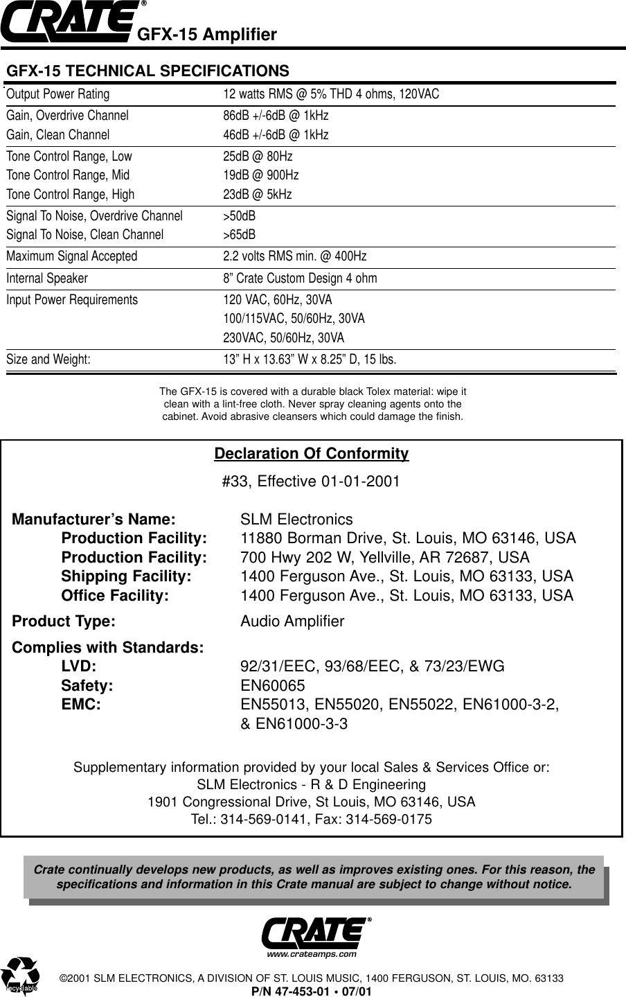 Page 4 of 4 - Crate-Amplifiers Crate-Amplifiers-Gfx-15-Users-Manual-  Crate-amplifiers-gfx-15-users-manual