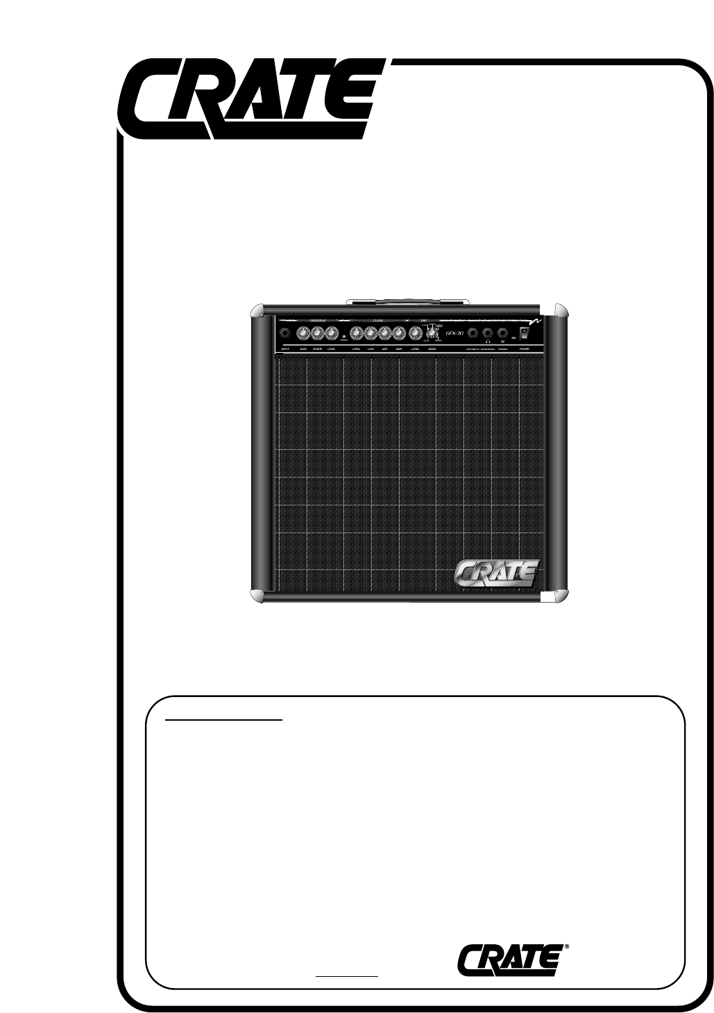 Crate Amplifiers Gfx 30 Users Manual