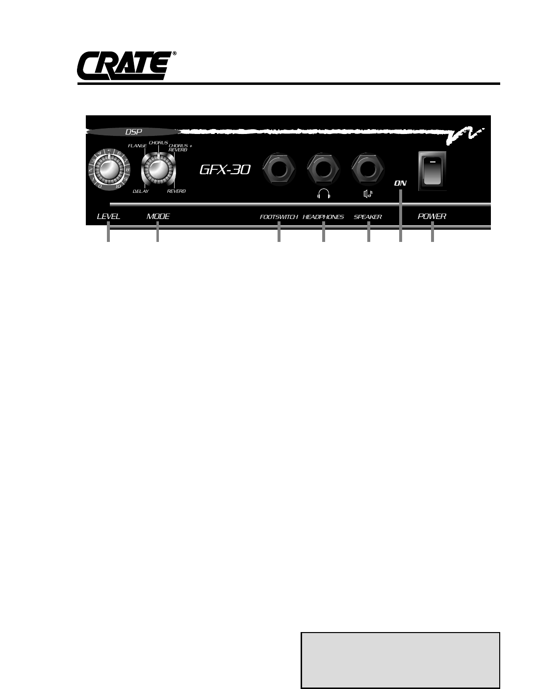 Crate Amplifiers Gfx 30 Users Manual