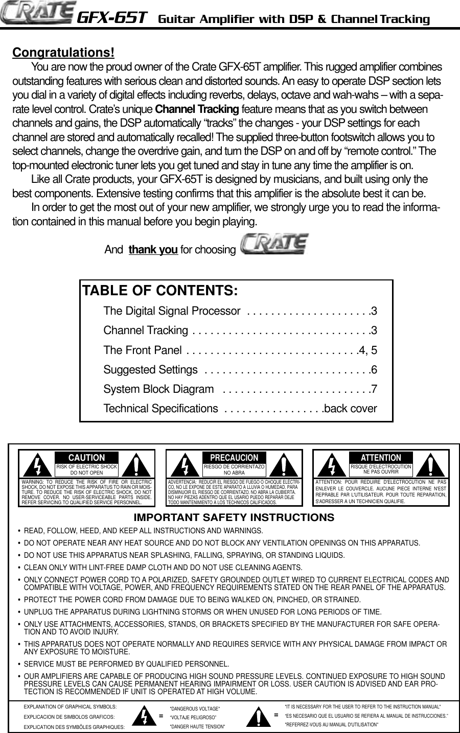 Page 2 of 8 - Crate-Amplifiers Crate-Amplifiers-Gfx-65T-Users-Manual-  Crate-amplifiers-gfx-65t-users-manual