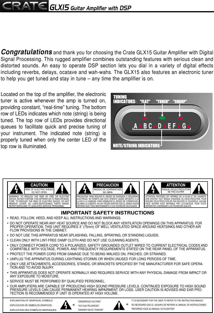 Page 2 of 4 - Crate-Amplifiers Crate-Amplifiers-Glx15-Users-Manual-  Crate-amplifiers-glx15-users-manual