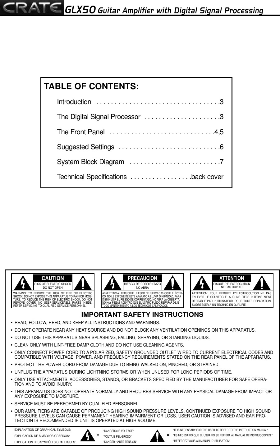 Page 2 of 8 - Crate-Amplifiers Crate-Amplifiers-Glx50-Users-Manual- Crate-amplifiers-glx50-users-manual