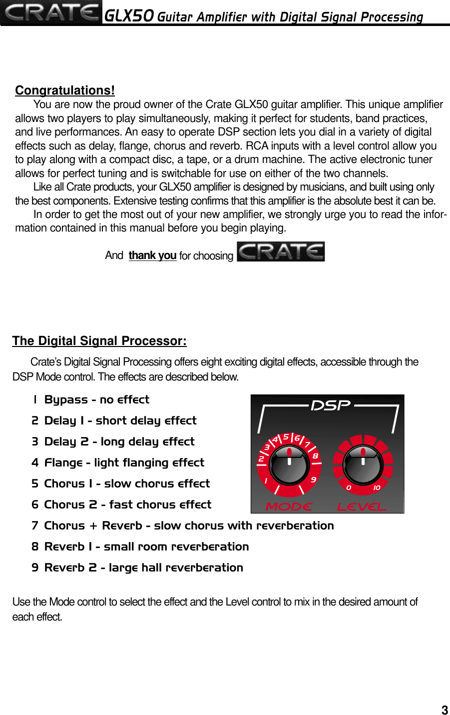 Page 3 of 8 - Crate-Amplifiers Crate-Amplifiers-Glx50-Users-Manual- Crate-amplifiers-glx50-users-manual