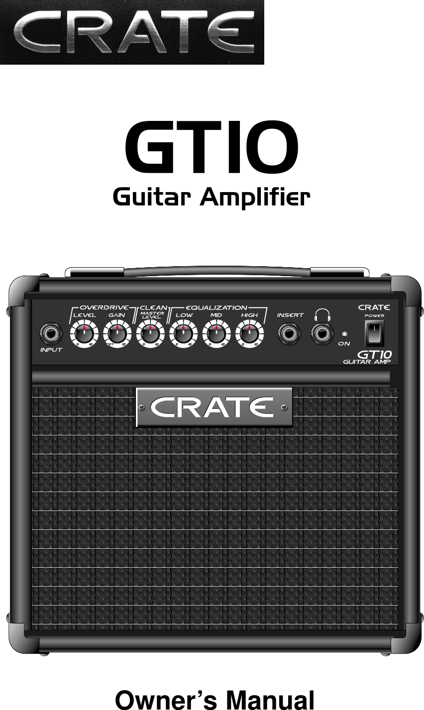 Page 1 of 4 - Crate-Amplifiers Crate-Amplifiers-Gt10-Users-Manual-  Crate-amplifiers-gt10-users-manual