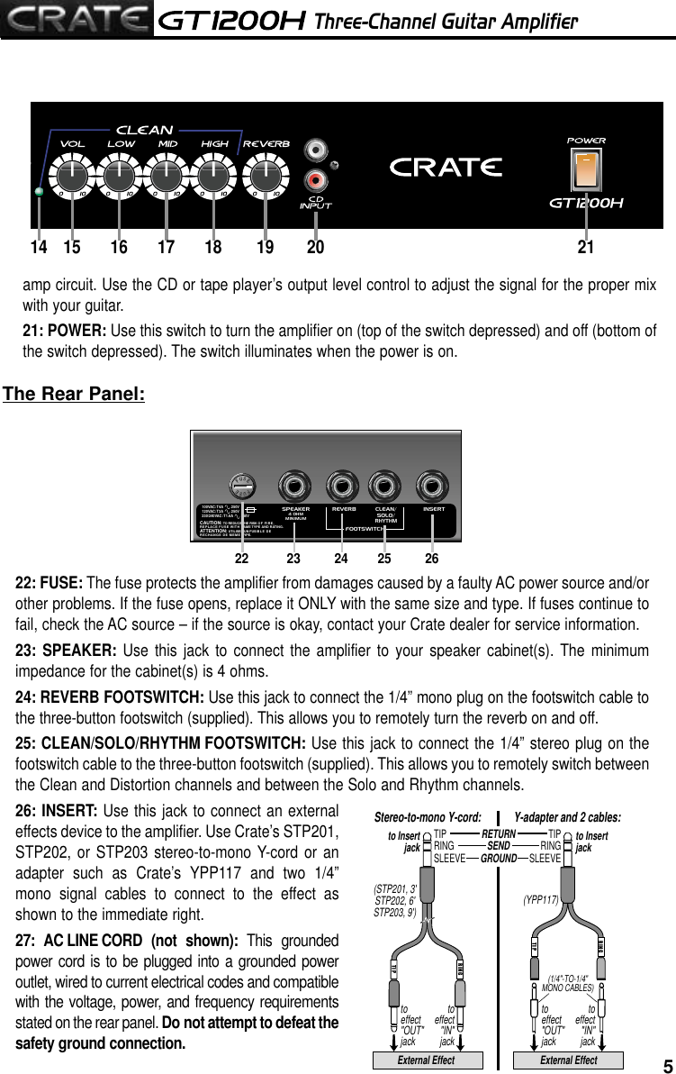 Page 5 of 12 - Crate-Amplifiers Crate-Amplifiers-Gt1200H-Users-Manual-  Crate-amplifiers-gt1200h-users-manual