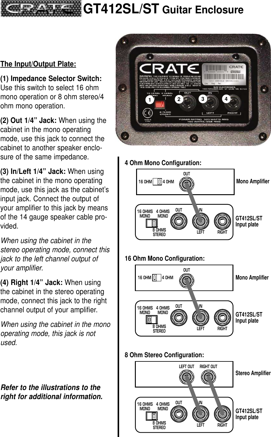 Page 3 of 4 - Crate-Amplifiers Crate-Amplifiers-Gt412Sl-Users-Manual-  Crate-amplifiers-gt412sl-users-manual