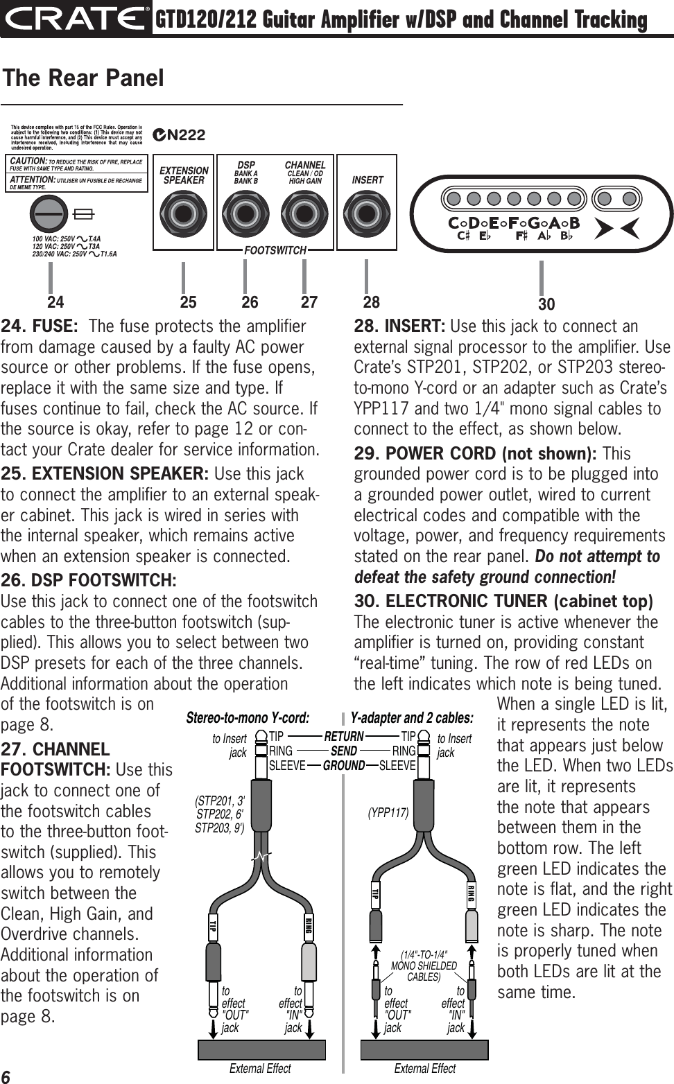 Page 6 of 12 - Crate-Amplifiers Crate-Amplifiers-Gtd120-Users-Manual- GTD120/212 Three-Channel Guitar Amplifier Owner's Manual  Crate-amplifiers-gtd120-users-manual