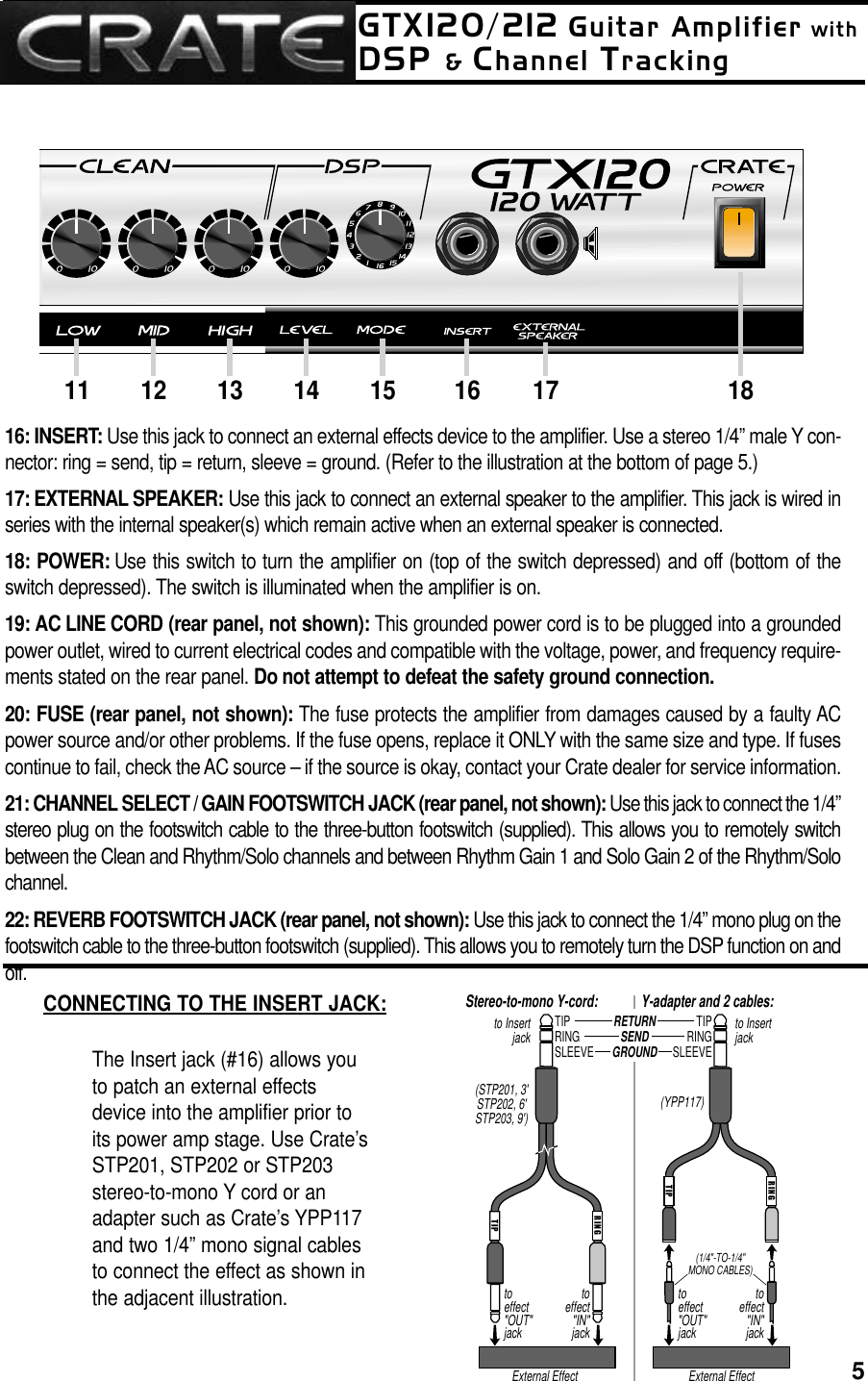 Page 5 of 8 - Crate-Amplifiers Crate-Amplifiers-Gtx120-Users-Manual-  Crate-amplifiers-gtx120-users-manual