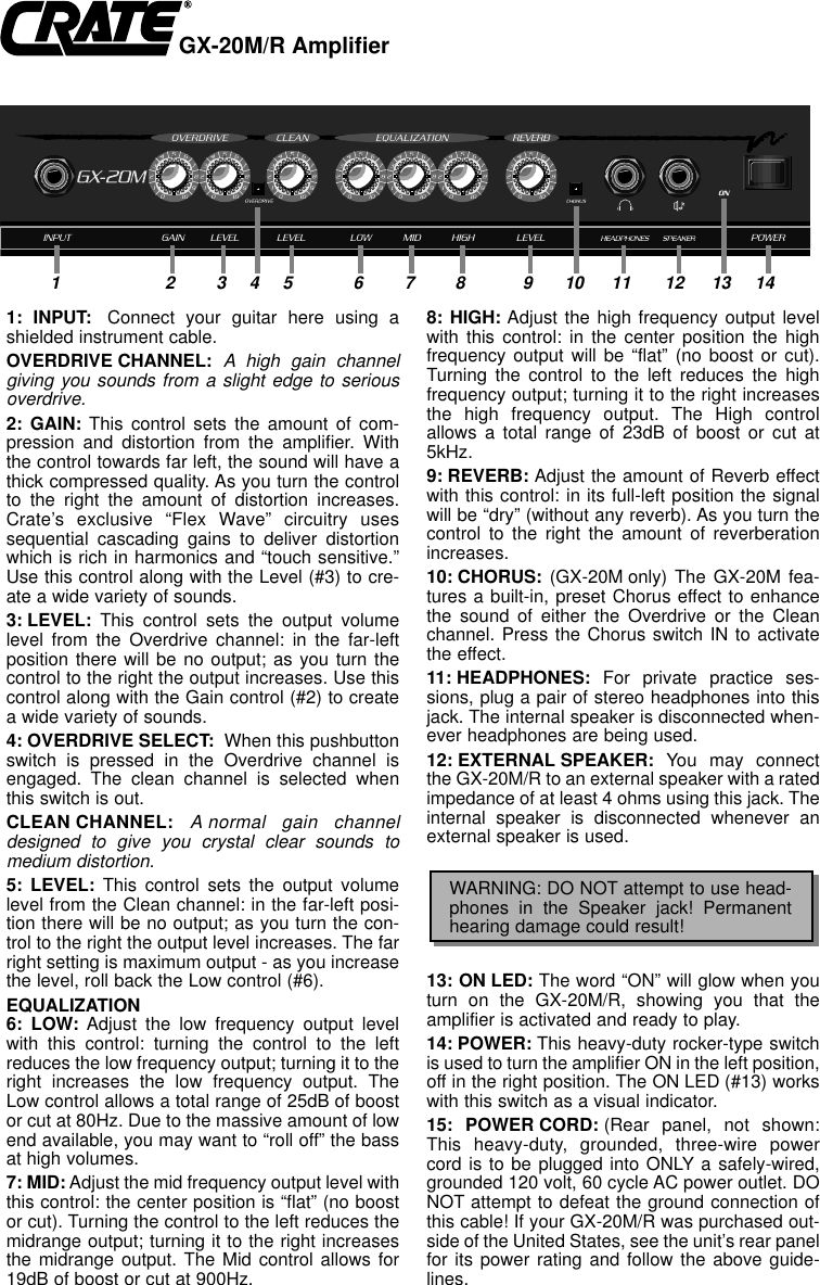 Page 2 of 4 - Crate-Amplifiers Crate-Amplifiers-Gx-20M-R-Users-Manual-  Crate-amplifiers-gx-20m-r-users-manual