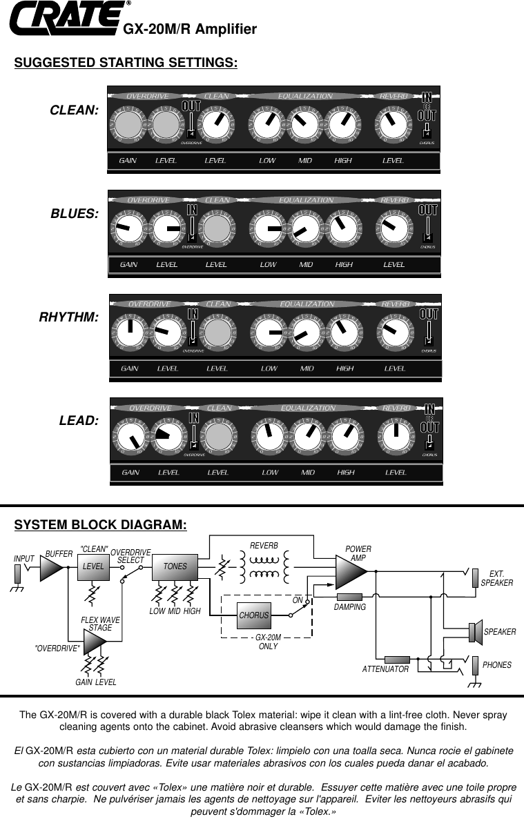 Page 3 of 4 - Crate-Amplifiers Crate-Amplifiers-Gx-20M-R-Users-Manual-  Crate-amplifiers-gx-20m-r-users-manual