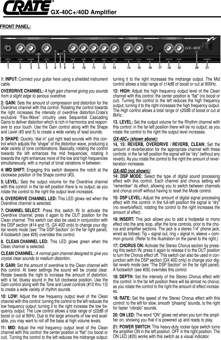 Page 2 of 6 - Crate-Amplifiers Crate-Amplifiers-Gx-40D-Users-Manual-  Crate-amplifiers-gx-40d-users-manual