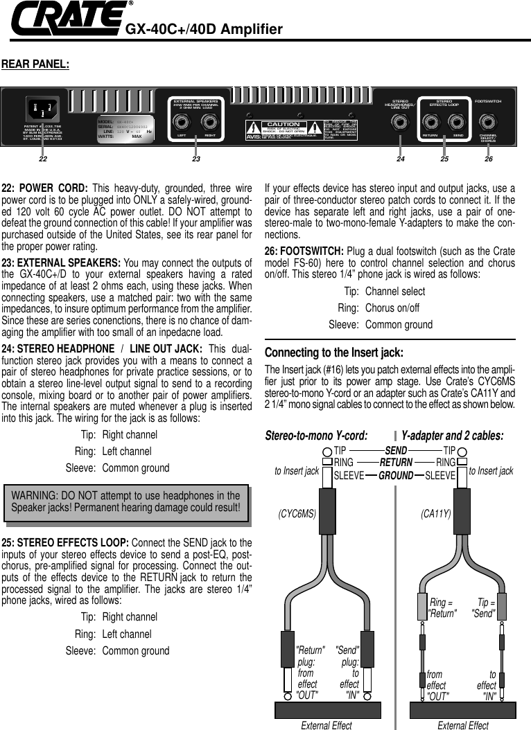 Page 3 of 6 - Crate-Amplifiers Crate-Amplifiers-Gx-40D-Users-Manual-  Crate-amplifiers-gx-40d-users-manual