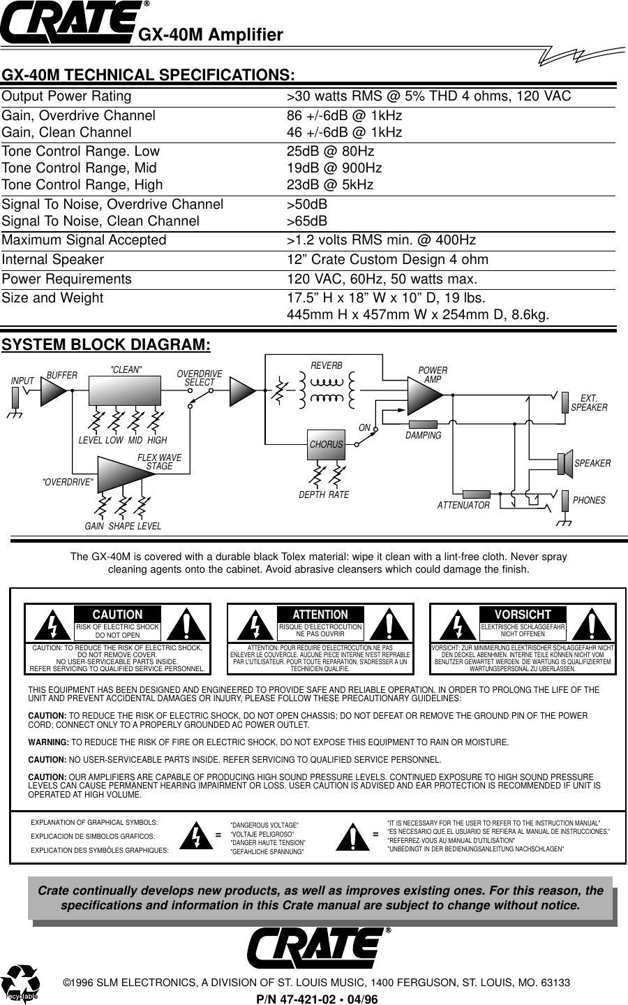 Page 4 of 4 - Crate-Amplifiers Crate-Amplifiers-Gx-40M-Users-Manual-  Crate-amplifiers-gx-40m-users-manual