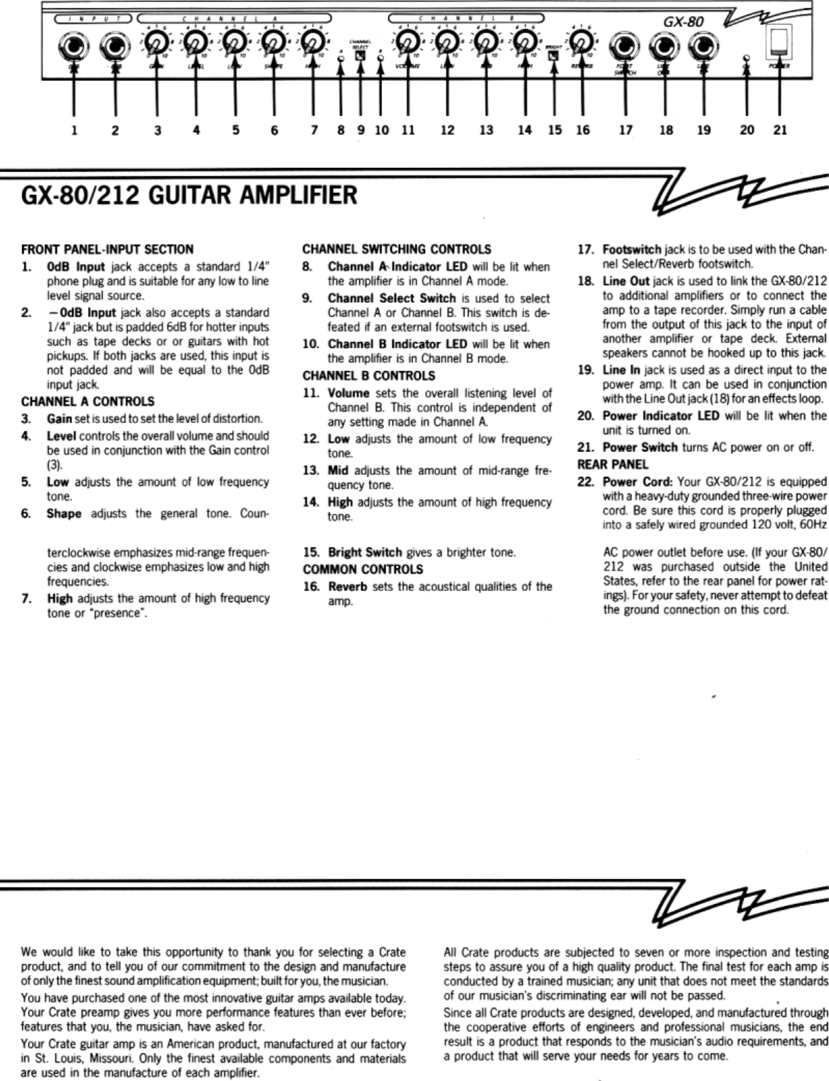 Page 2 of 2 - Crate-Amplifiers Crate-Amplifiers-Gx-80-Users-Manual-  Crate-amplifiers-gx-80-users-manual
