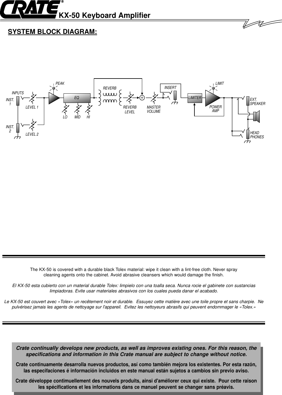 Page 3 of 4 - Crate-Amplifiers Crate-Amplifiers-Kx-50-Users-Manual- Crate-amplifiers-kx-50-users-manual
