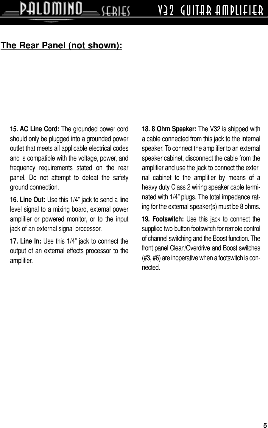 Page 5 of 12 - Crate-Amplifiers Crate-Amplifiers-Palomino-V32-Users-Manual-  Crate-amplifiers-palomino-v32-users-manual
