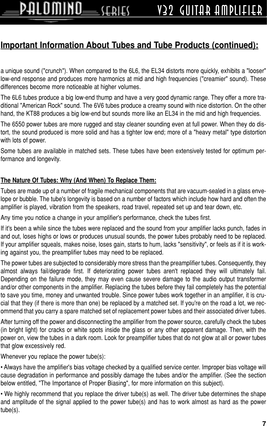 Page 7 of 12 - Crate-Amplifiers Crate-Amplifiers-Palomino-V32-Users-Manual-  Crate-amplifiers-palomino-v32-users-manual