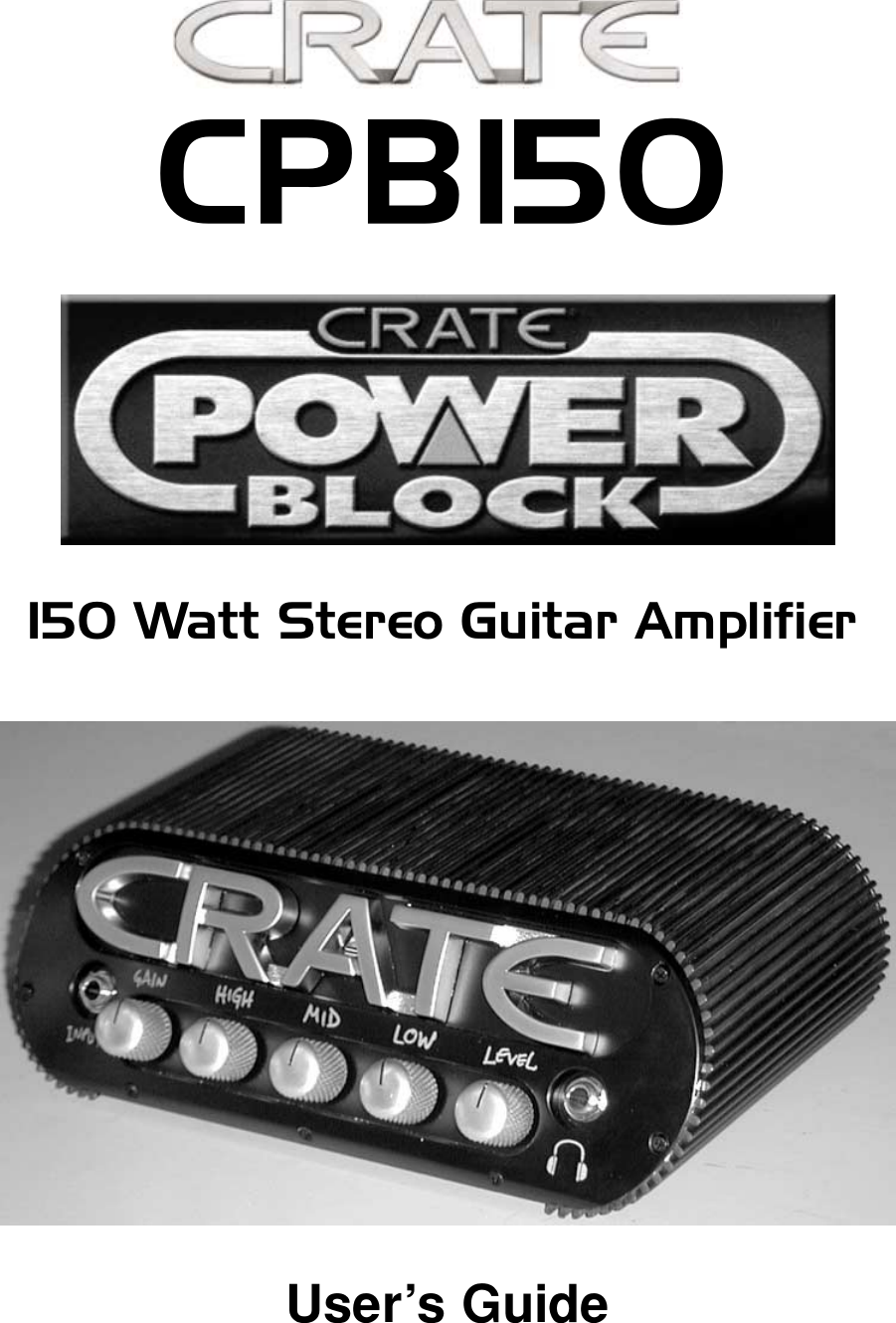 Page 1 of 8 - Crate-Amplifiers Crate-Amplifiers-Power-Block-Cpb150-Users-Manual-  Crate-amplifiers-power-block-cpb150-users-manual