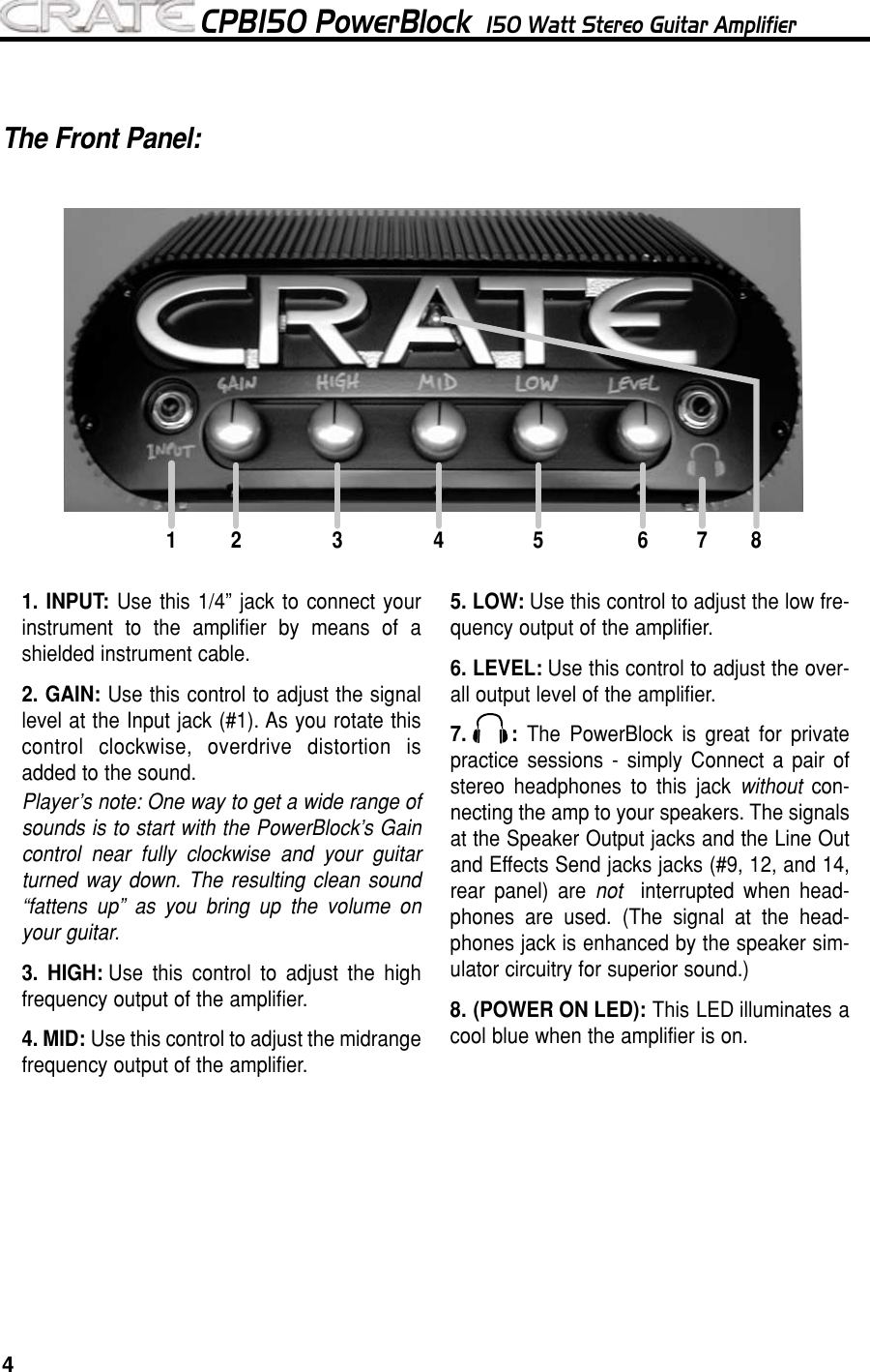 Page 4 of 8 - Crate-Amplifiers Crate-Amplifiers-Power-Block-Cpb150-Users-Manual-  Crate-amplifiers-power-block-cpb150-users-manual