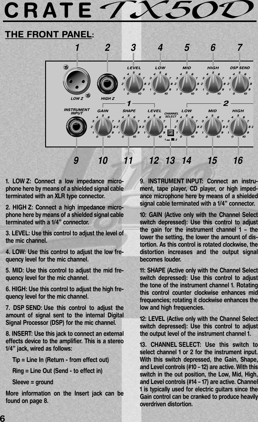 Page 6 of 12 - Crate-Amplifiers Crate-Amplifiers-Tx50D-Users-Manual-  Crate-amplifiers-tx50d-users-manual