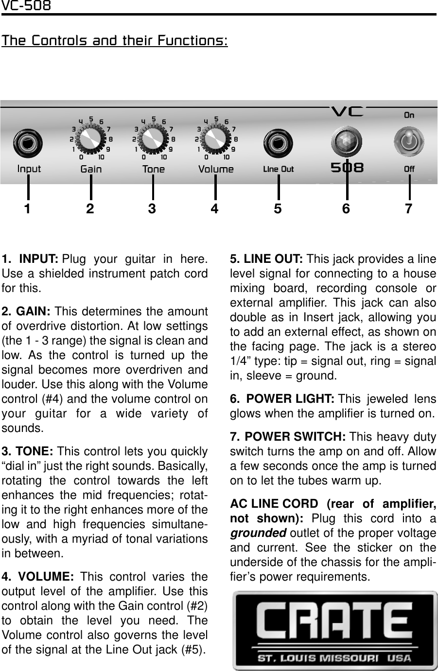 Page 2 of 4 - Crate-Amplifiers Crate-Amplifiers-Vc-508-Users-Manual-  Crate-amplifiers-vc-508-users-manual