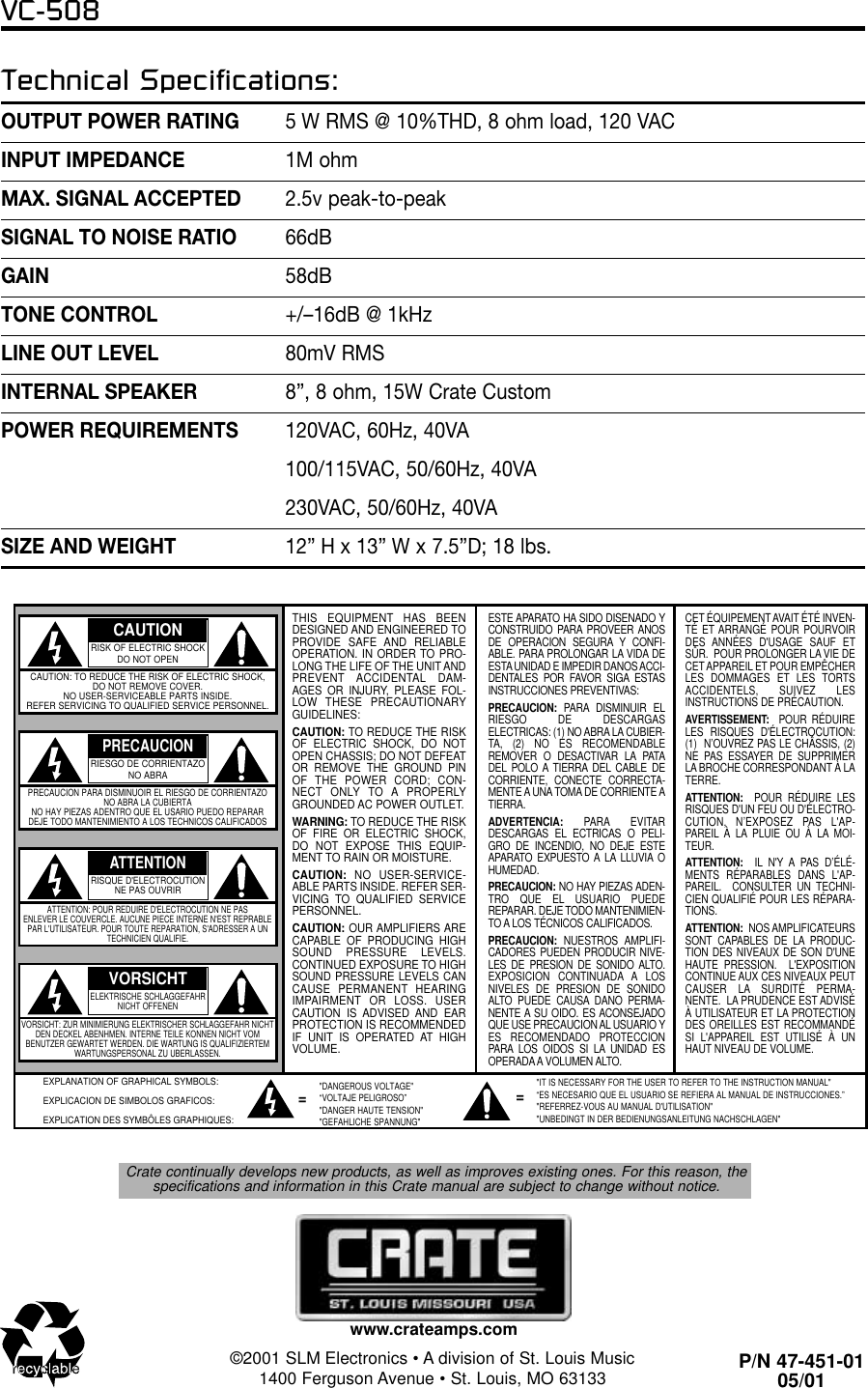 Page 4 of 4 - Crate-Amplifiers Crate-Amplifiers-Vc-508-Users-Manual-  Crate-amplifiers-vc-508-users-manual