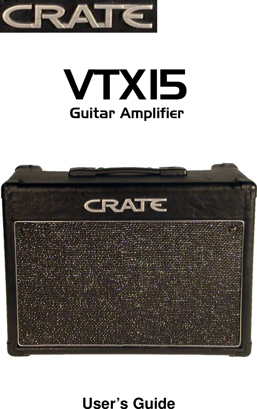 Page 1 of 4 - Crate-Amplifiers Crate-Amplifiers-Vtx15-Users-Manual-  Crate-amplifiers-vtx15-users-manual